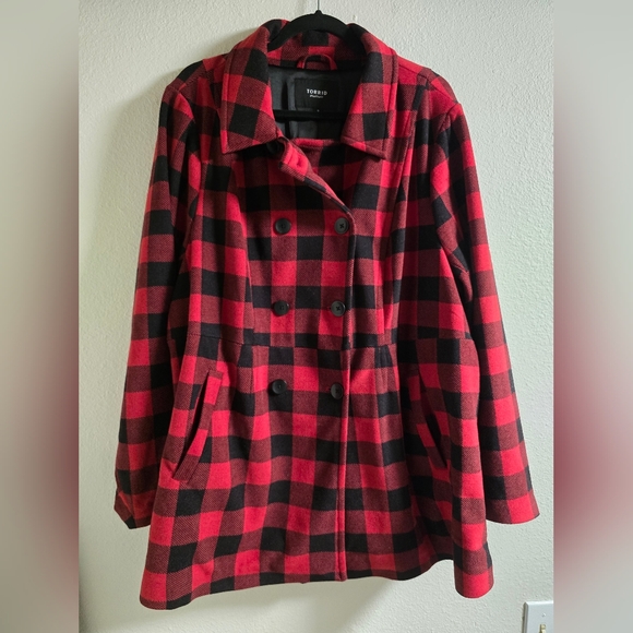 torrid Jackets & Blazers - Torrid Buffalo Plaid Peacoat